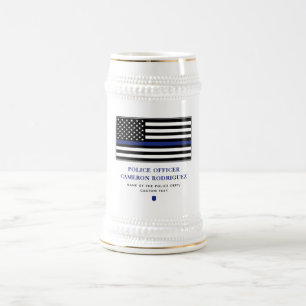 Chope À Bière Drapeau personnalisé de l'officier de police de la