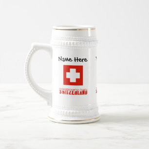 Chope À Bière Drapeau Suisse Suisse Personnalisation Noir 