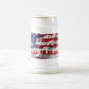 Chope À Bière Drapeau USA Dieu bénisse l'Amérique patriotique