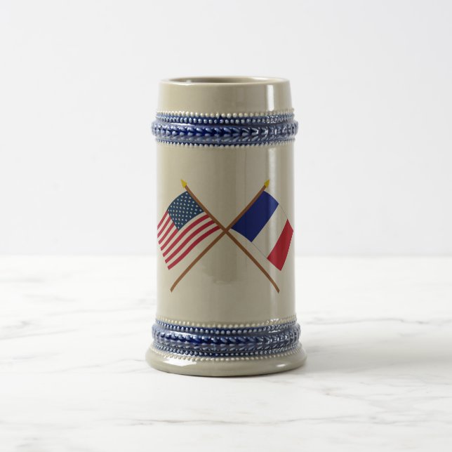 Chope À Bière Drapeaux croisés États-Unis et France (Centre)