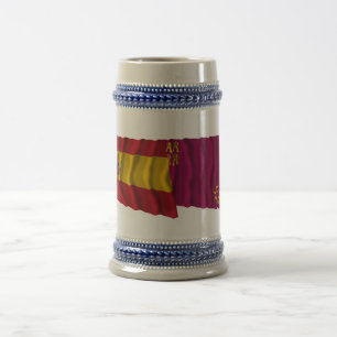 Chope À Bière Drapeaux de ondulation de l'Espagne et de Murcie