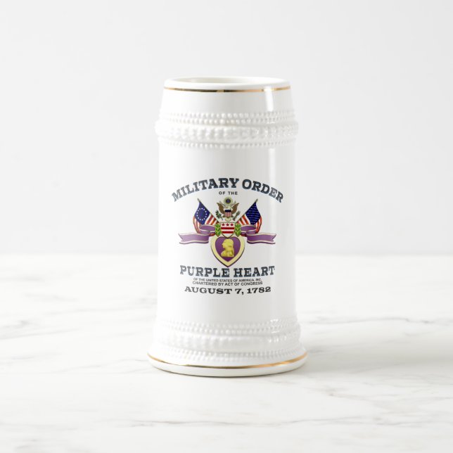 Chope À Bière Drapeaux "PURPLE HEART" personnalisables (Centre)