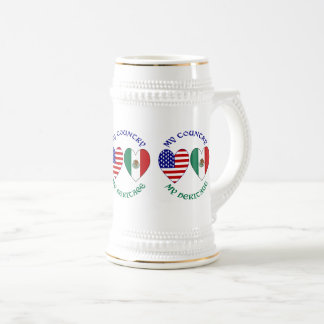 Chope À Bière Drapeaux USA Mexique Cœurs Mon Pays Mon Héritage 