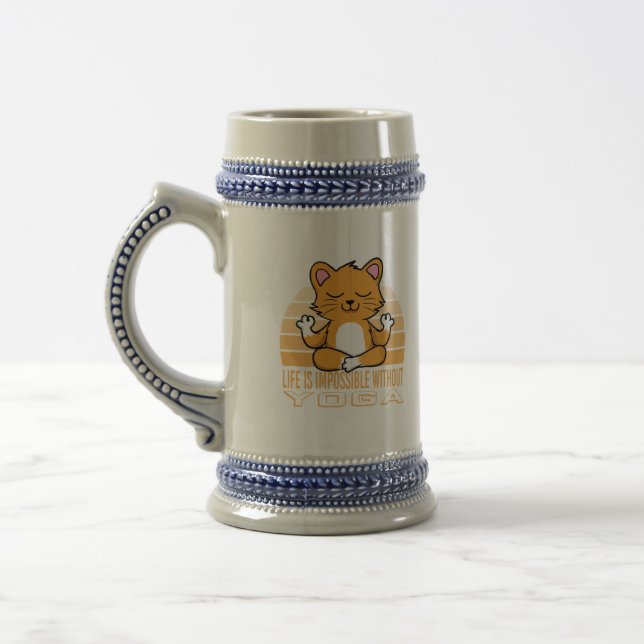 Chope À Bière Drôle chat mignon faisant du yoga. (Gauche)