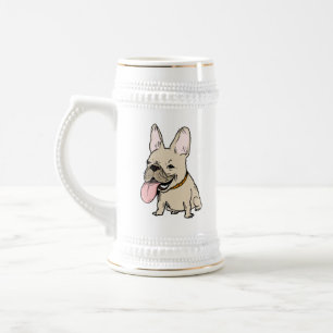 Chope À Bière Drôle de Bouledogue Français avec une énorme langu