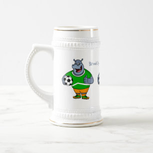 Chope À Bière Drôle de joueur de football hippo dessin humoristi