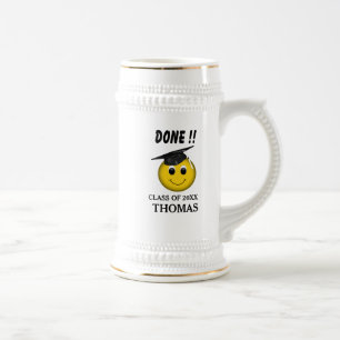 Chope À Bière Drôle Emoji "Terminé" Graduation