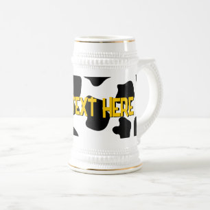 Chope À Bière Drôle noir et blanc taches de vache brune stein ca