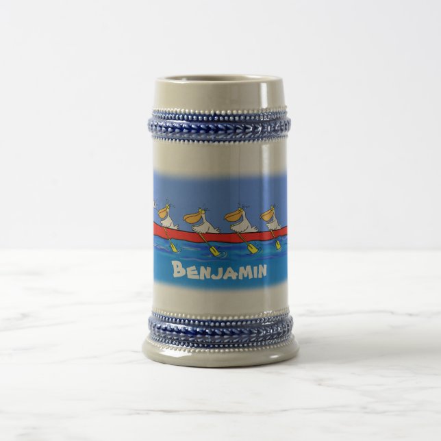 Chope À Bière Drôle pélicans rameurs dessin animé (Centre)