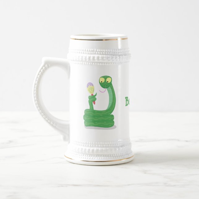 Chope À Bière Drôle serpent vert avec caricature maraca (Gauche)