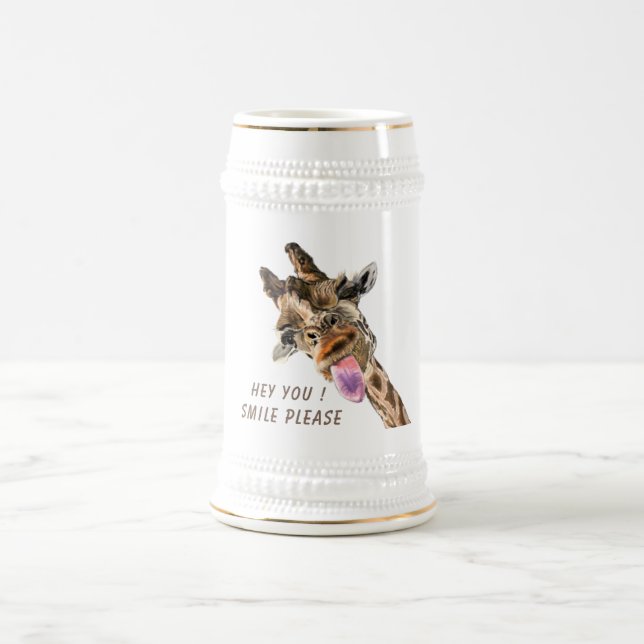 Chope À Bière Drôle Stein Bière avec Giraffe Joueuse - Smile (Centre)