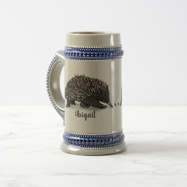 Chope À Bière Echidna mignonne avec dessin animé d'abeille (Devant gauche)
