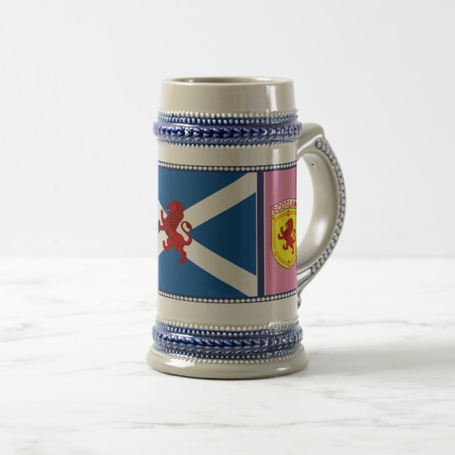 Chope À Bière Écosse, Lion rampant, drapeau, drapeau de Saint-An (Devant droit)