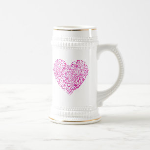 Chope À Bière Écriture spirale coeur rose pour la Saint Valentin