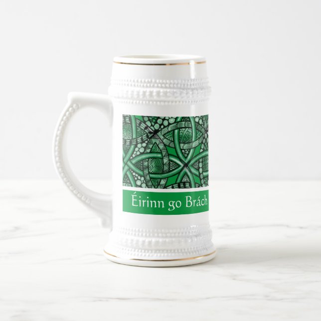Chope À Bière Éirinn go Brách Kelly Green Celtic Knot (Gauche)