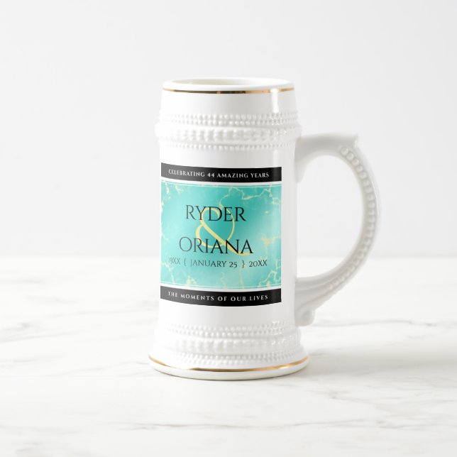 Chope À Bière Élégant 11ème 44ème anniversaire de Mariage turquo (Droite)