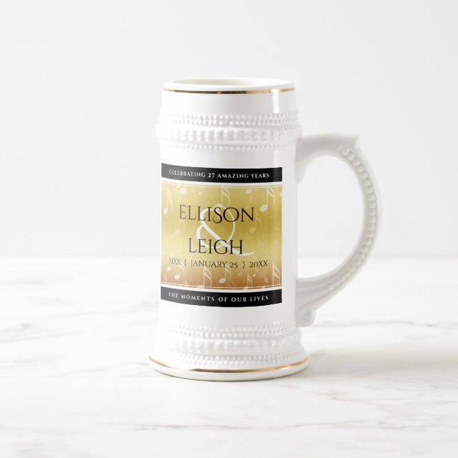 Chope À Bière Élégant 27e anniversaire de Mariage de musique (Droite)