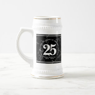 Chope À Bière Élégant Marbre Noir 25 Ans Anniversaire de Travail