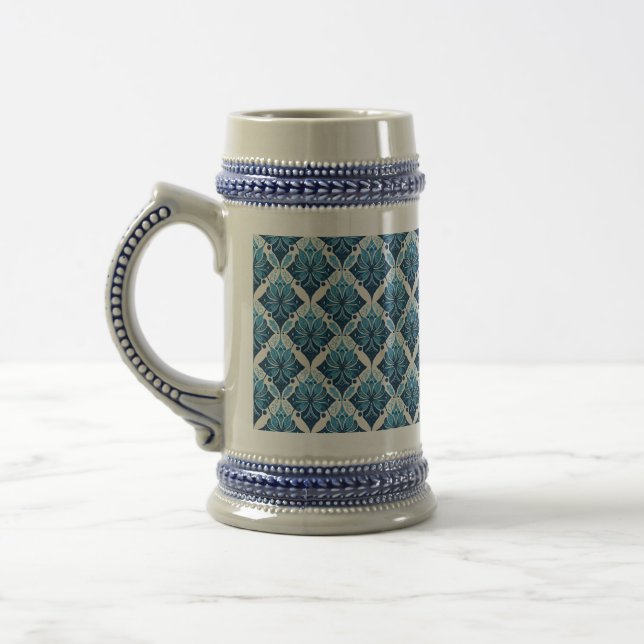 Chope À Bière Élégant modèle floral Boho en bleu (Gauche)