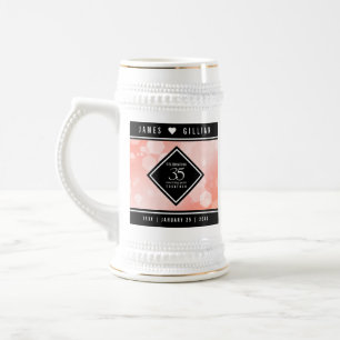 Chope À Bière Elégante 35ème anniversaire de Mariage de corail