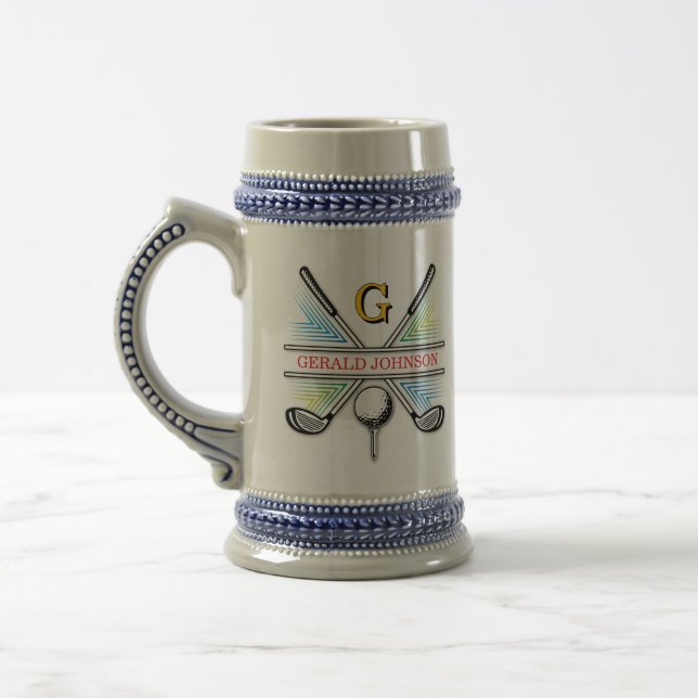 Chope À Bière Elégante conception de monogramme de golf énergéti (Gauche)