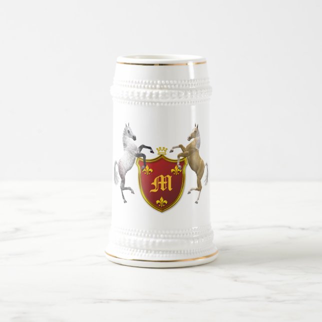 Chope À Bière Élevage de chevaux avec un bouclier héraldique, mo (Centre)