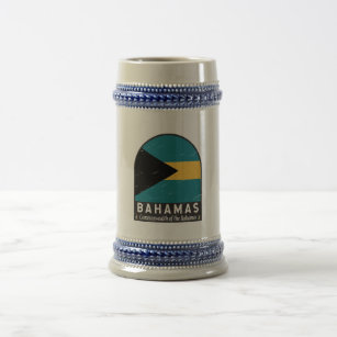 Chope À Bière Emblème du drapeau des Bahamas Vintage