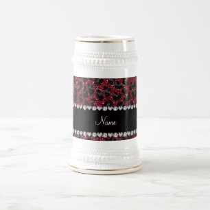 Chope À Bière Empreinte de léopard d'parties scintillant bordeau