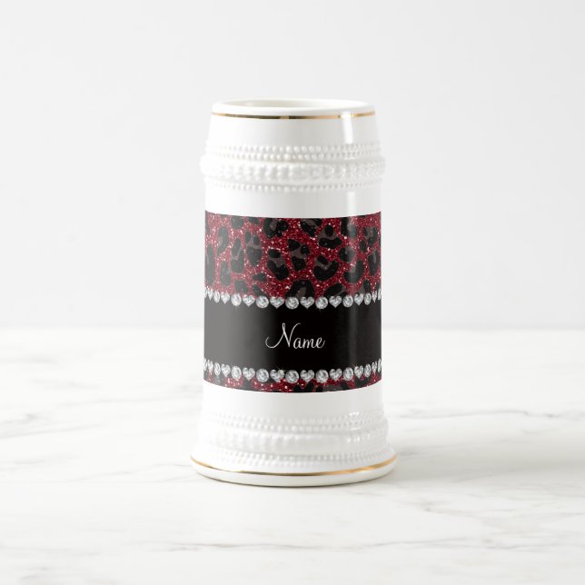 Chope À Bière Empreinte de léopard d'parties scintillant bordeau (Centre)