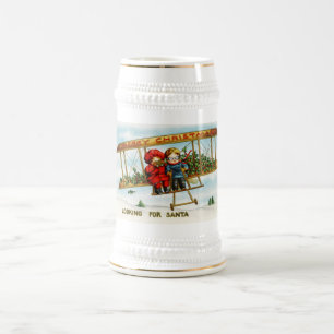 Chope À Bière Enfants Vintage De Noël À La Recherche De Père Noë