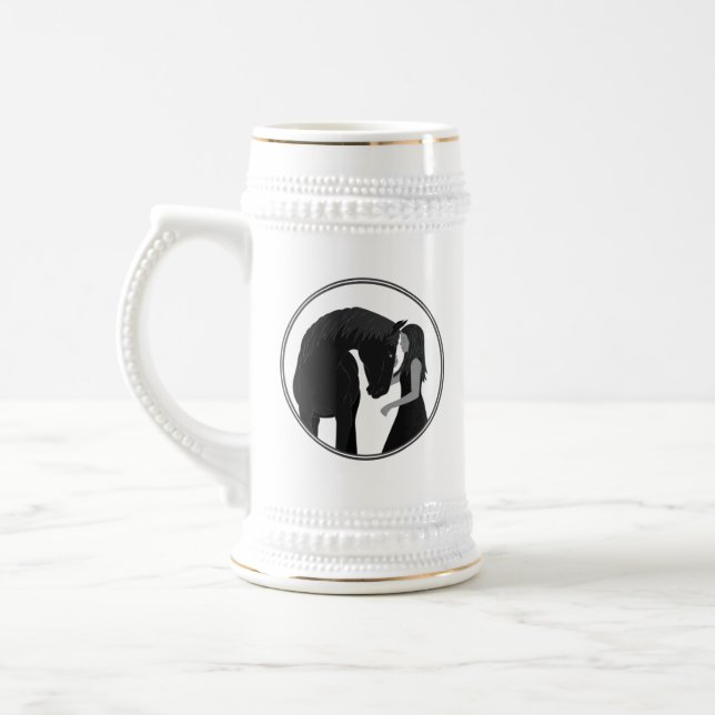 Chope À Bière Équestre équestre fille et cheval (Gauche)