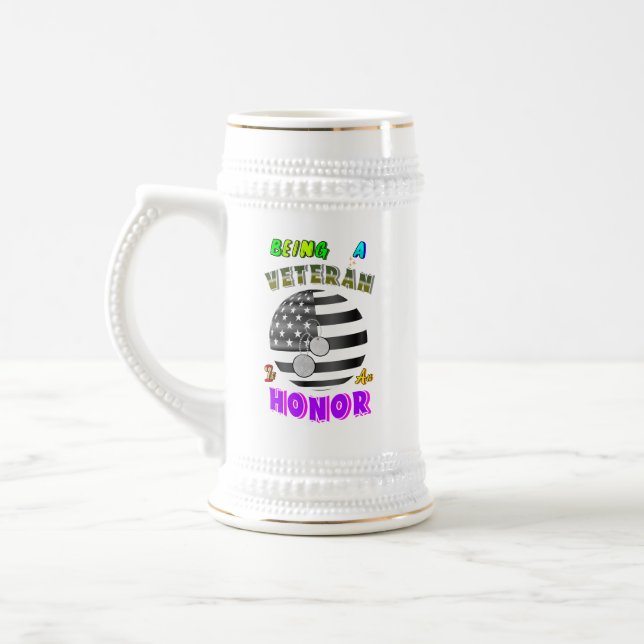 Chope À Bière Être un vétéran est un honneur (Gauche)