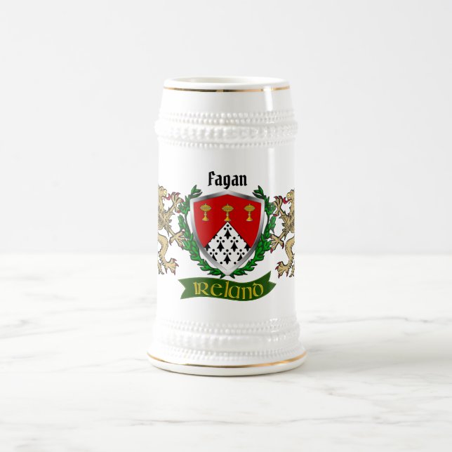 Chope À Bière Fagan Irish Shield Personnalisé Bière Stein (Centre)