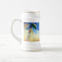 Femme Monet avec un parasol face droit