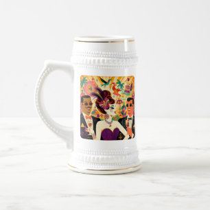 Chope À Bière Fête de Cocktail Mardi Gras du Milieu du Siècle