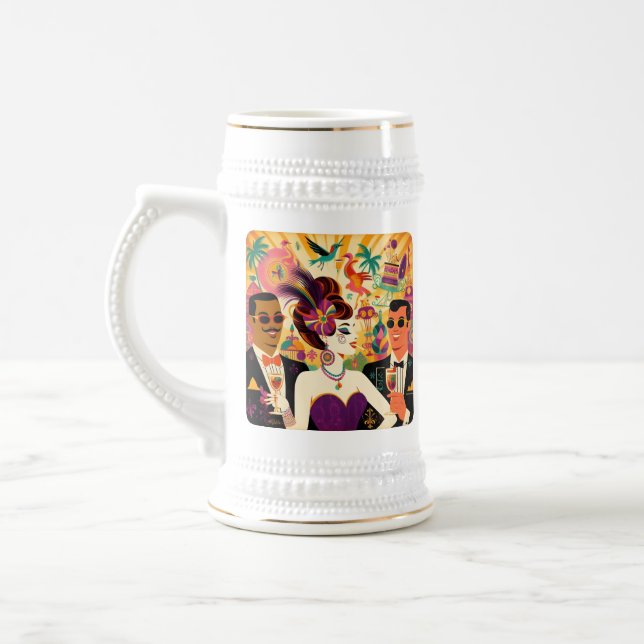 Chope À Bière Fête de Cocktail Mardi Gras du Milieu du Siècle (Gauche)