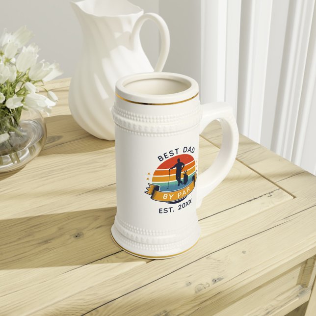 Chope À Bière Fête des pères Golf Sport Papa Custom Retro (Best Dad By Par Golf Lover Gift Custom Beer Stein)