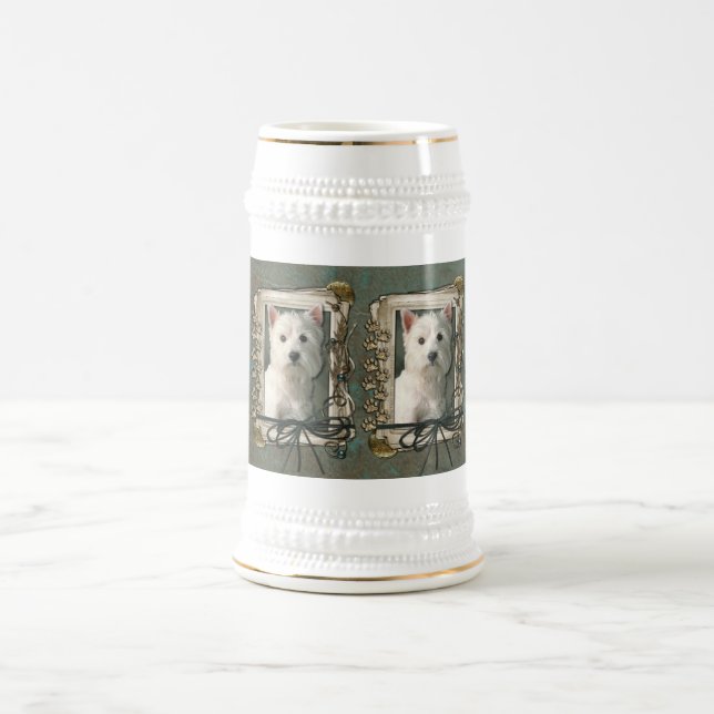 Chope À Bière Fête des pères - pattes en pierre - Westie (Centre)