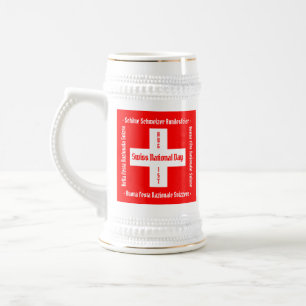 Chope À Bière Fête nationale suisse en quatre langues Drapeau su