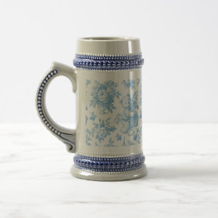 Chope À Bière Fête Prénatale Ours Floral Toile de Jouy Française