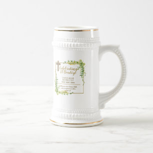 Chope À Bière Feuilles botaniquesBautizo Bautismo Nom du baptême