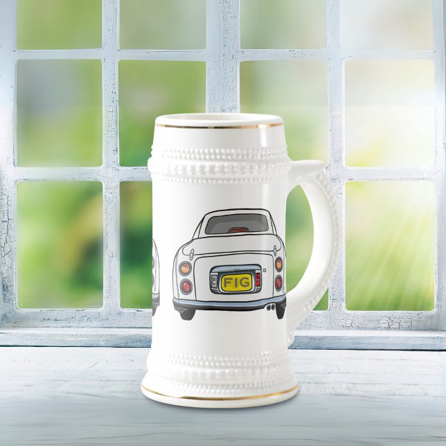Chope À Bière Figarations Monogramme Blanc Figaro Bière Stein (Fun figaro beer stein for the white figaro driver (when they are not driving) Add your initials)