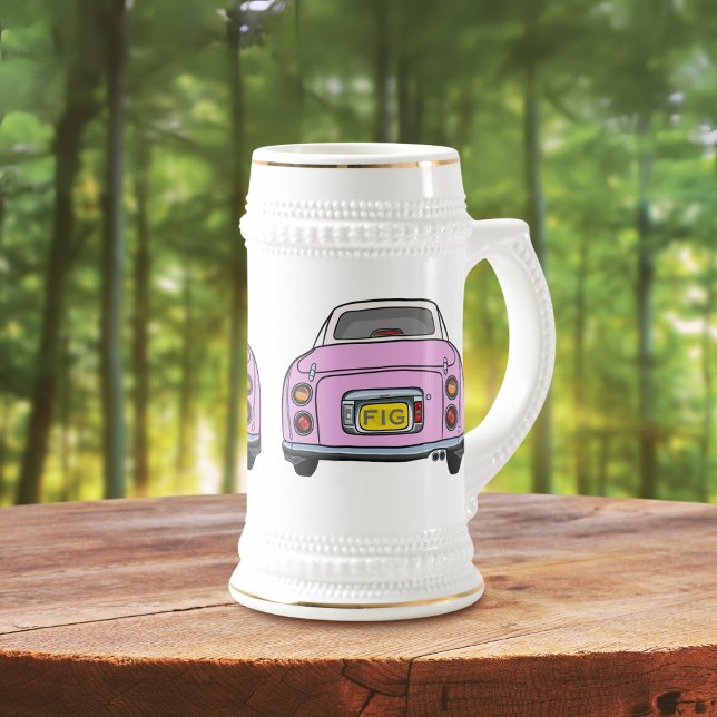 Chope À Bière Figarines Monogramme Rose Figaro Car Beer Stein (Fun figaro beer stein for the pink figaro driver (when they are not driving) Add your initials)