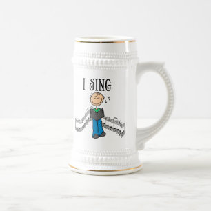 Chope À Bière Figure masculine bâton qui chante T-shirts et Cade