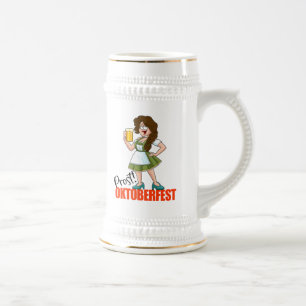 Chope À Bière Fille amusante d'Oktoberfest avec de la bière