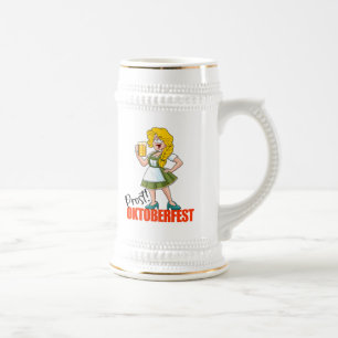 Chope À Bière Fille amusante d'Oktoberfest avec de la bière