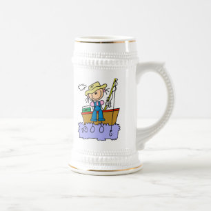 Chope À Bière Fille bonhomme allumette pêchant