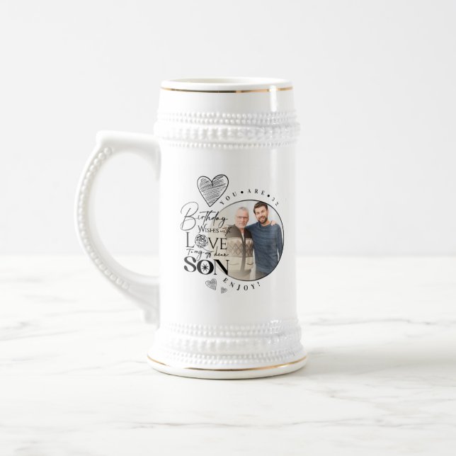 Chope À Bière Fils moderne , anniversaire de petit-fils Typograp (Gauche)