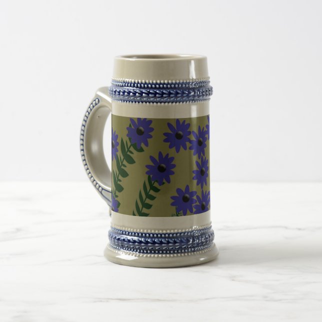 Chope À Bière Fleur bleue avec écran Stalk (Devant gauche)
