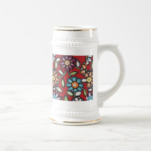 Chope À Bière fleur hippe colorée stein